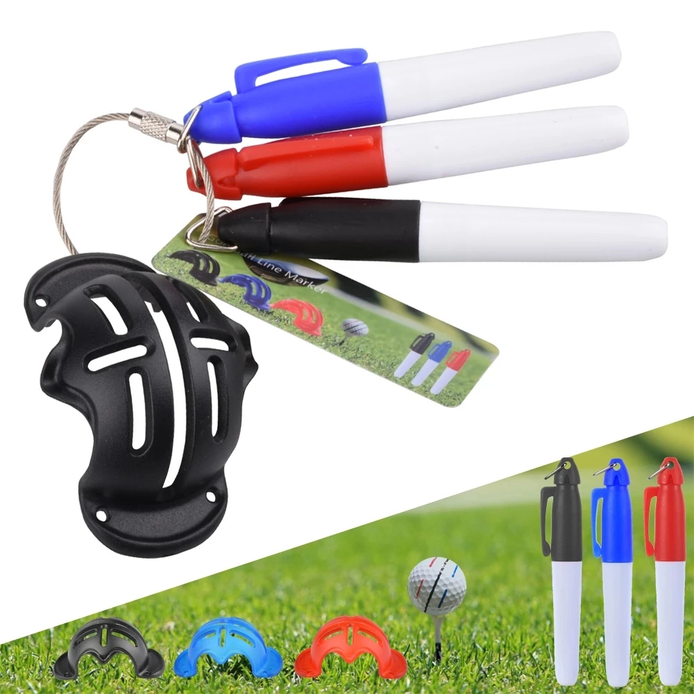 Custom Logo Golf Ball Triple Track 3 Line Marker Stencil +3 Pen Golf Ball Line Marker Putting Positioning Aids Outdoor Tool Golf Accessories