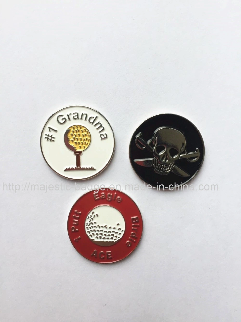 Custom Personalized Iron Material Soft Enamel Silver Plating Golf Ball Marker